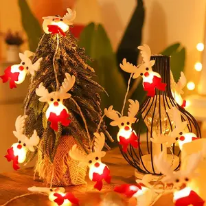 Battery Powered LED Plush Lights, Snowman Santa Reindeer Doll String Set, Natural Breeze Christmas Tree Hanging Festive Decor for Party Father’s Day Present,for Holiday Party Birthday Gift