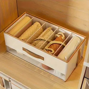 Foldable Elegant Handbag Storage Bag with Transparent Window, Multi-Layered Space, Ideal for Handbags, Shoes, Accessories