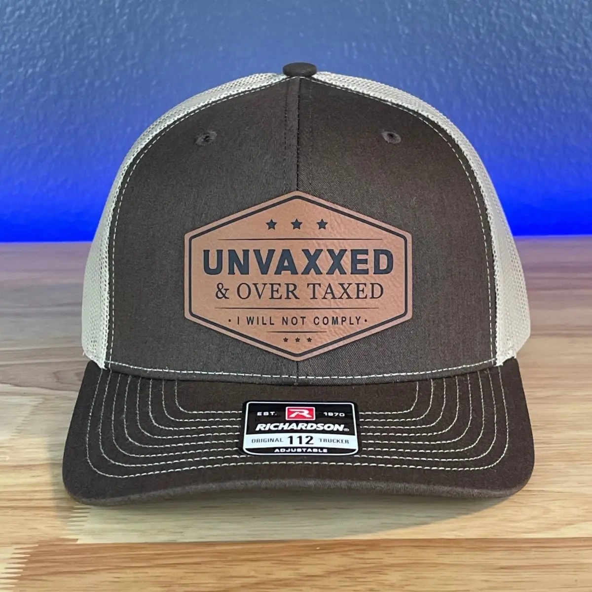 UNVAXXED & OVER TAXED Leather Patch Hat Rawhide