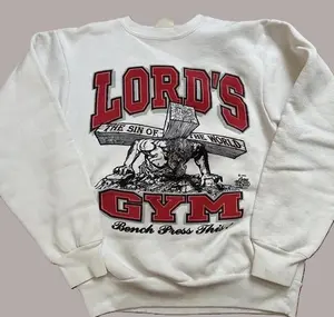 Vintage Lords Gym His Pain Is Your Gain 90s Jesus Pullover Crewneck sweatshirt