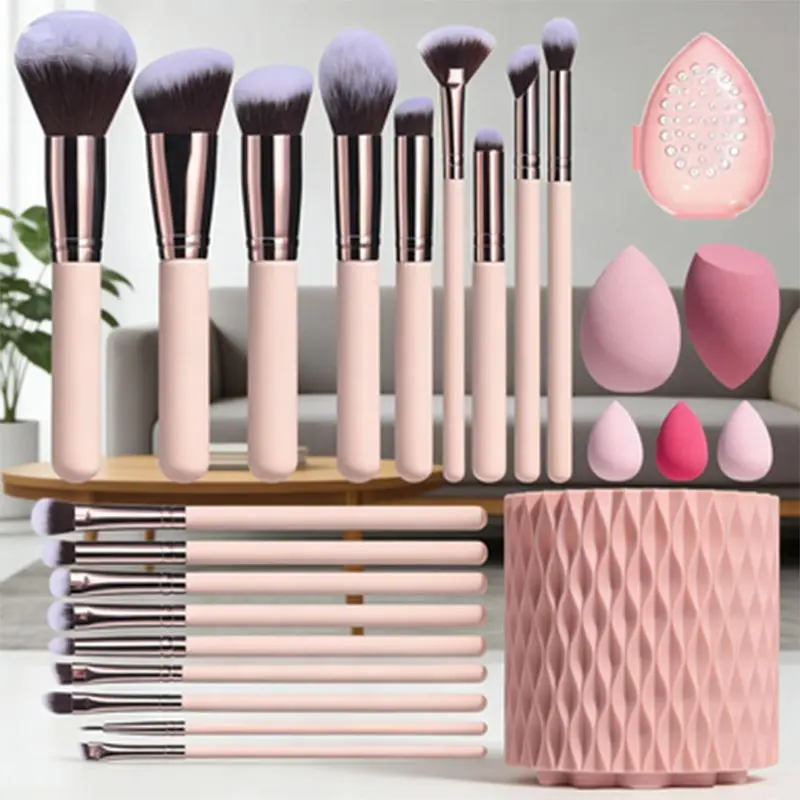 18-Piece Makeup Brush Set, Practical Rotating Powder Puff Kit, Professional Makeup Tools for Daily Use, Perfect for Beauty Enthusiasts