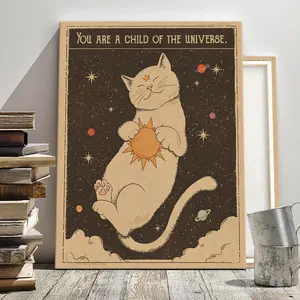 Cosmic Cat Philosophy Poster, Animal Design, Modern Art, Fashion Poster, Living Room Bedroom Decoration, Hallway Office Mural, Kitchen, Home Poster, Ideal Gift, Ornaments