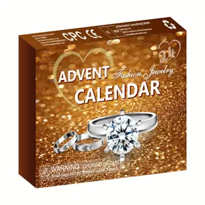 Christmas Jewelry Countdown Calendar 2024 Rings Necklaces Earrings Advent Calendar Box for Present Holiday Decoration