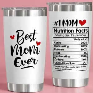 MOTHER'S DAY GIFT "Best Mom Ever" Insulated Mom Tumbler - 20oz Stainless Steel with Lid - Perfect Mother's Day Gift for Mom, Bonus Mom, Step Mom Mom-in-law from Daughter or Son - Double-Wall Vacuum Insulation