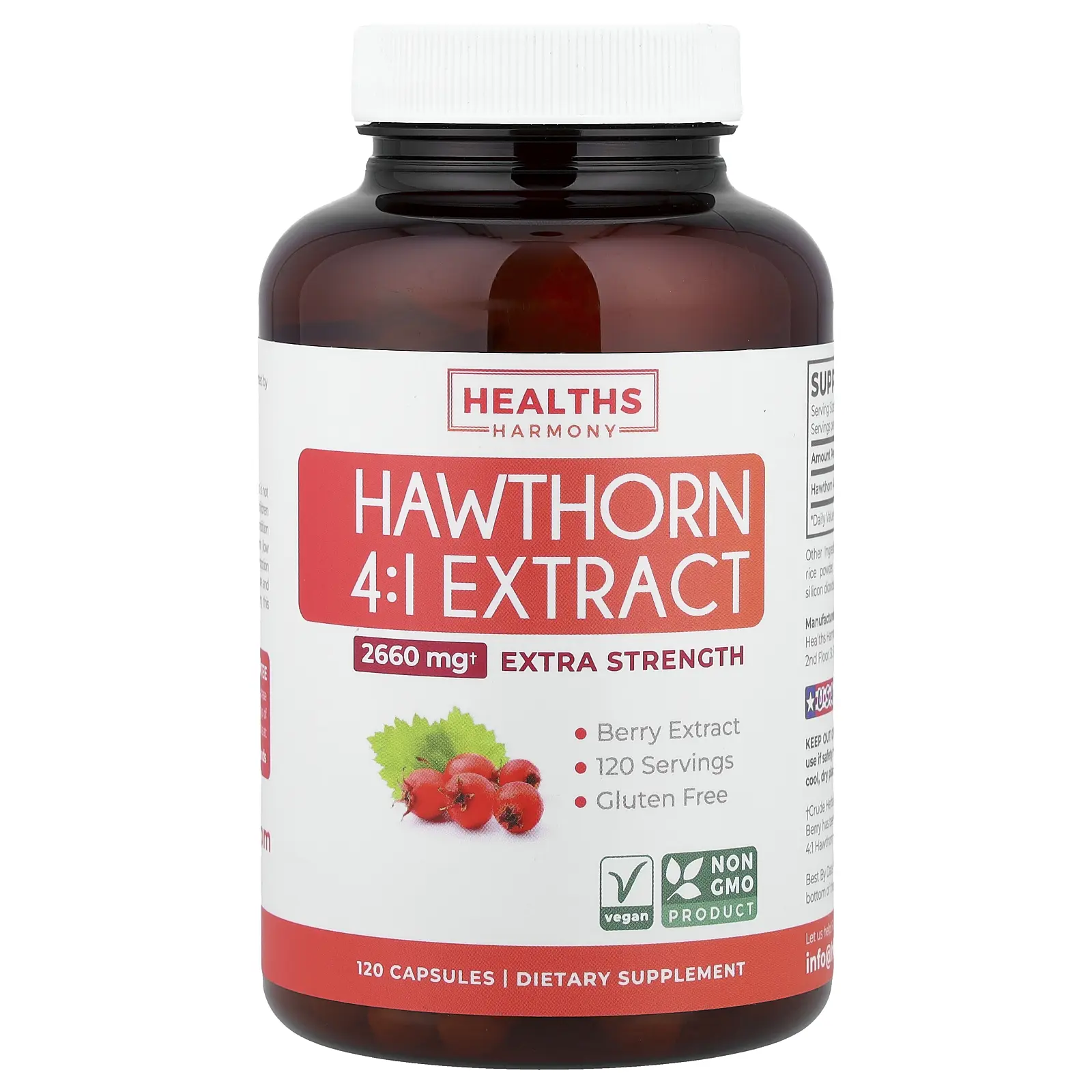 Healths Harmony Hawthorn 4:1 Extract, 120 Capsules (665 mg per Capsule) Healths Harmony Hawthorn 4:1 Extract, 120 Capsules (665 mg per Capsule)