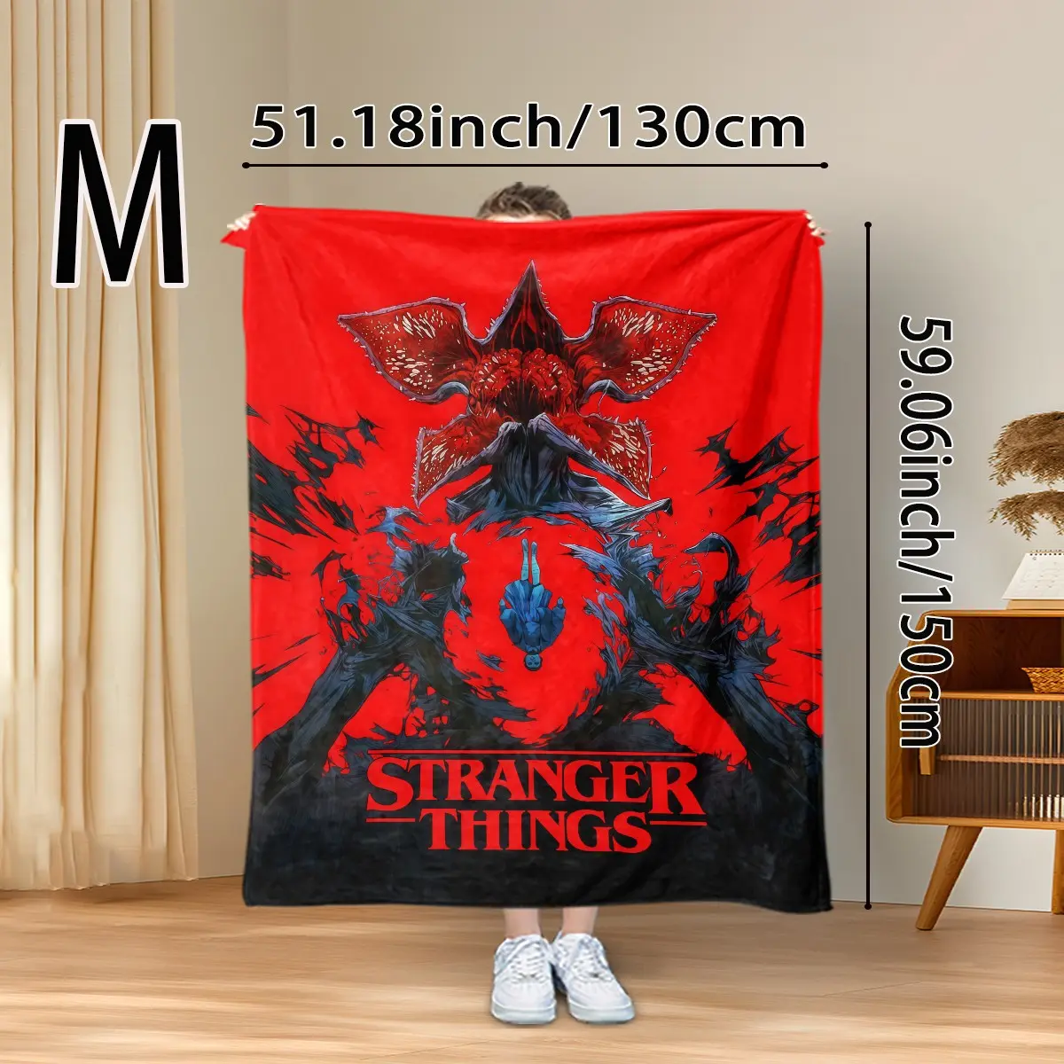 Stranger Things Demogorgon Fleece Blanket with Design, Soft
