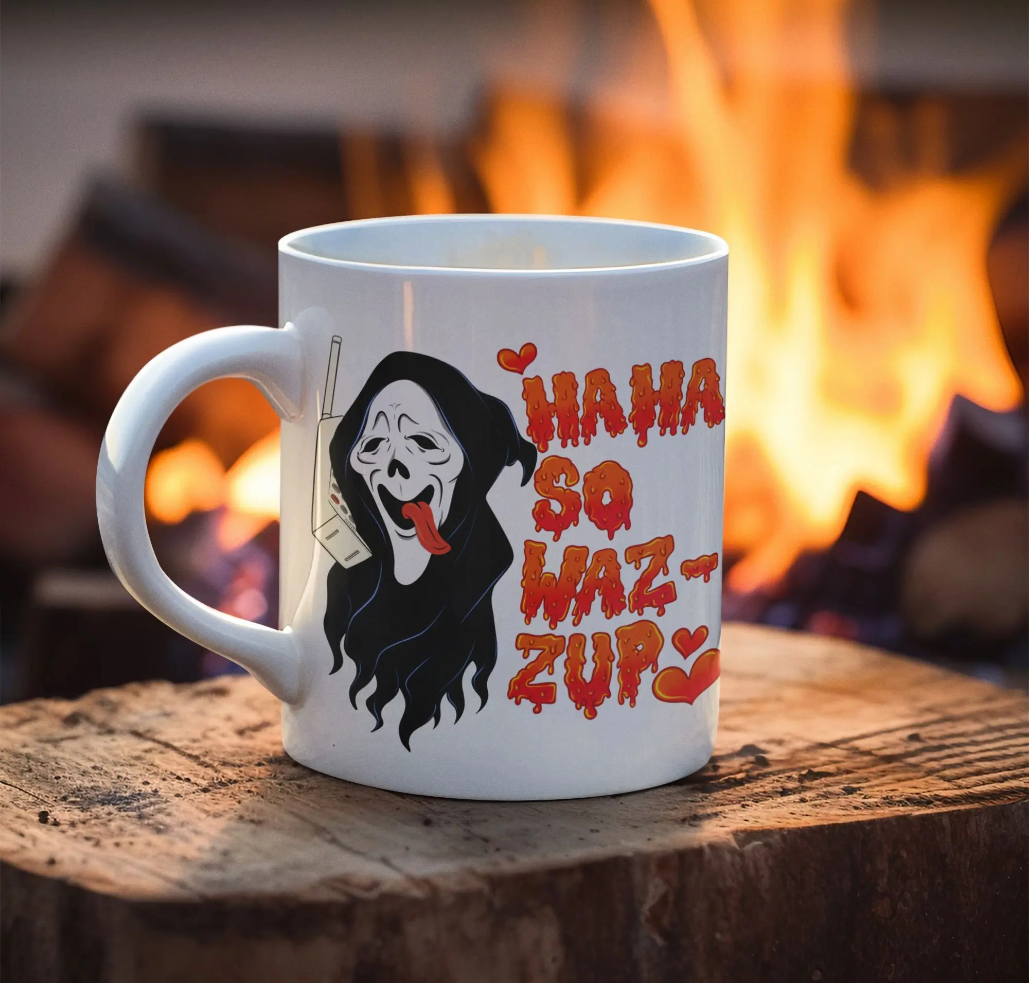 "Ghost Face Wazzup" Mug with Color Inside