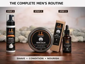 Chatto Men's Clean Shave & Beard Care System - Pack of 3 | Includes Shaving Mouse, Beard Balm & Hemp Oil – Promotes Healthy Hair Growth & Boosts Shine – Refreshing & Moisturizing Skin & Hair – Daily Men’s Grooming Set