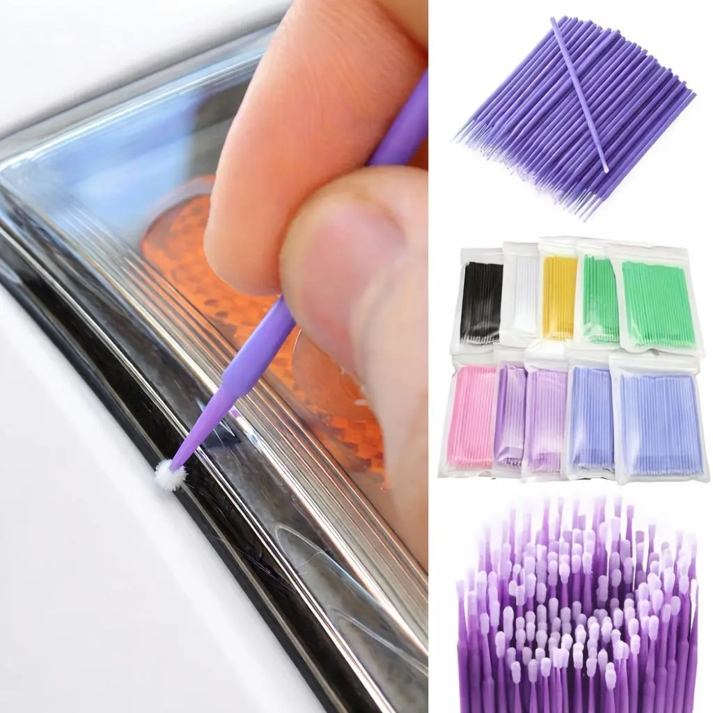 70pcs Micro Brushes Multi-Pack - High-Quality Fine-Tip Soft Bristle Applicators for Detailing Car, Nail Art Precision Work (Pink/Purple Assorted Varieties)