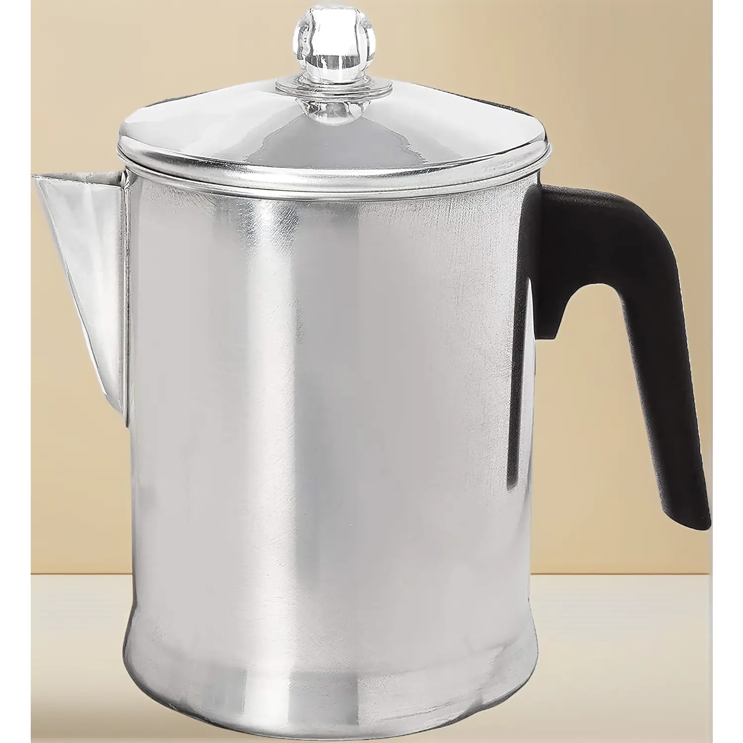9-Cup Aluminum Stovetop Percolator Coffee Pot - Traditional Coffee Brewer with Lid and Screened Basket Filter, Sturdy Lightweight Silver Pot for Camping, Home Brewing
