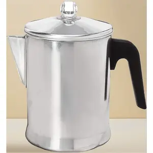 Aluminum Stovetop Percolator Coffee Maker 9 Cup Durable Silver Percolating Pot For Camping Home Brewing