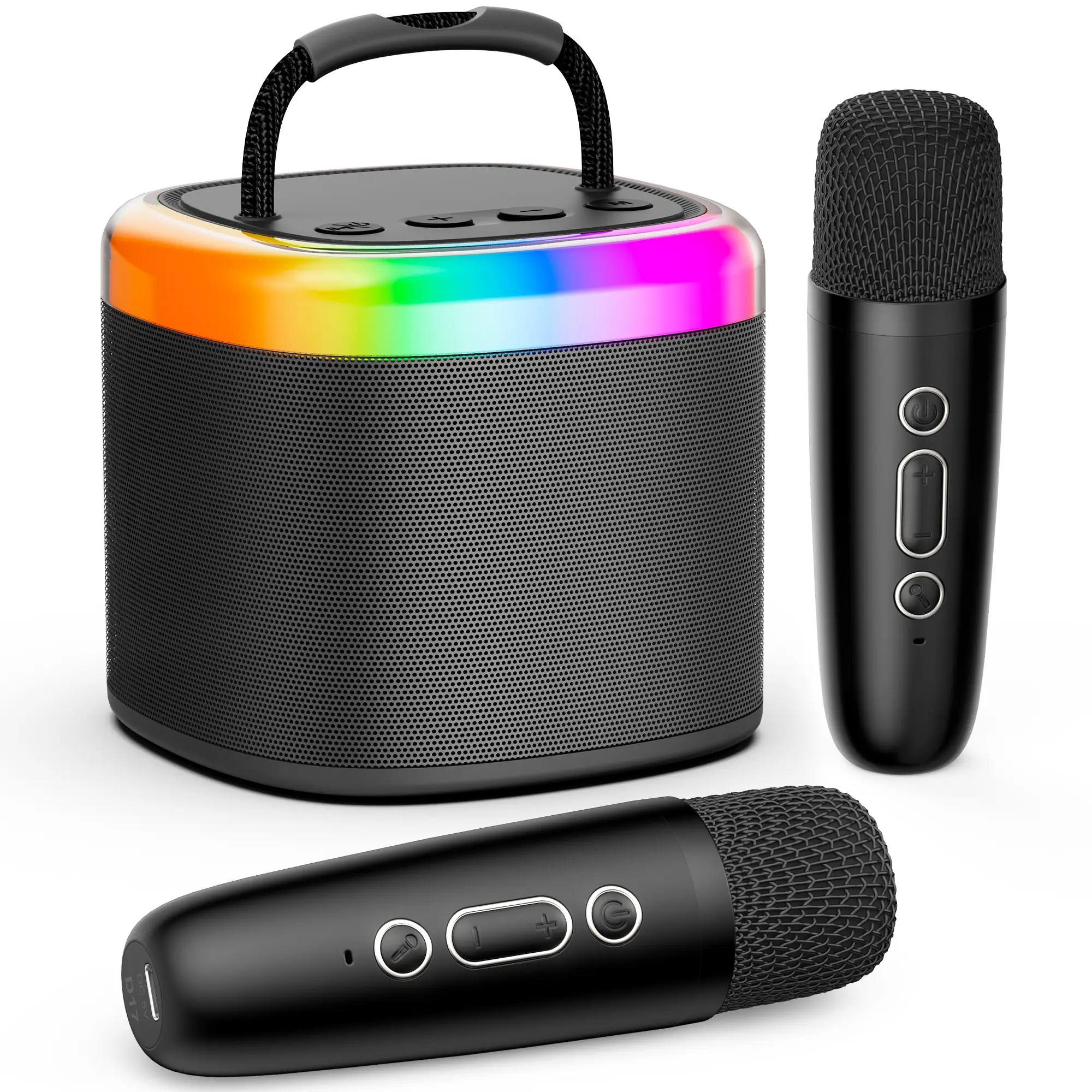 JYX D17 Wireless Portable Karaoke Speaker with 2 Wireless Microphones and RGB Light Show, Ideal for Kids, Travel, Outdoor Sports, Dorms, Parties, Birt