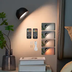 VEVOR 2PCS LED Wall Sconces Rechargeable Battery Operated with Remote Control 360° Rotation Dimmable Wireless Wall Lights Adjustable Color Temps Brightness 4-Level Timer