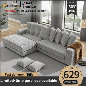 【3 Packages】【Christmas】Niccae Modular Sectional Sofa Bed Convertible L-Shaped Couch with Removable Ottoman for Living Room, Game Room, Apartment - Multi-Functional Space Saving Furniture, No Tool Assembly Required, Durable Foam Chaise Lounge