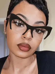 Unisex Vintage Cat Eye Semi-frame Eyeglasses, 2025 New Style Trendy Casual Eyeglasses for Everyday Women Girls Use, Fashion Accessories for Outdoor Activities, Trendy Frames
