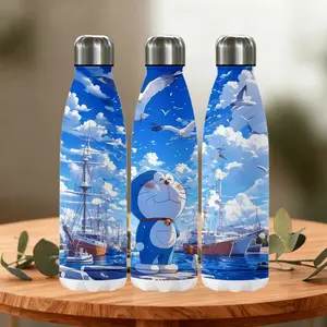 1pc 18oz thermos cup, Cartoon Doraemon stainless steel thermos cup, water bottle, portable straw cup, outdoor cup, accompanying cup, coffee cup, cup set-Christmas Valentine's Day gift (straw in the cup) , suitable for gift giving