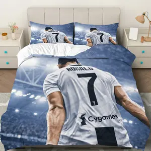 3PCS Duvet Cover Set, 1 Duvet+2 Pillowcases(Without filler), Football Stadium Jersey Player theme, Sports bedding set, Comfort Soft Durable Suitable for decoration Bedroom, Dorm, Home, Football Fan Room, Decorative Duvet Cover Sets