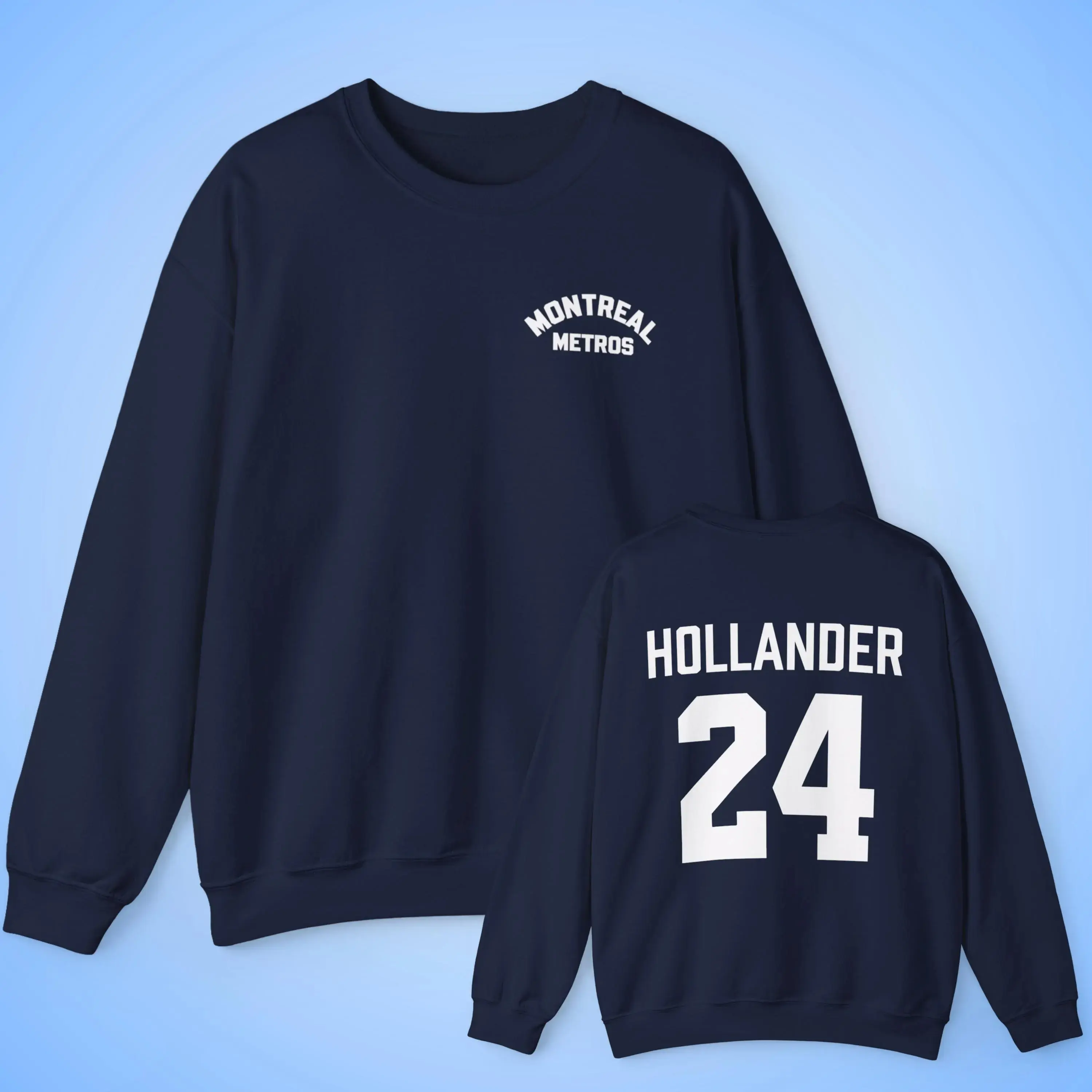 Montreal Metros 2 side Sweatshirt, Hollander 24, Heated Inspired Rivalry Hockey Crewneck, Game Changers Book Series Apparel, Hockey Romance Merch