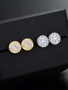 ICED CHICS Round hip-hop stud set, street casual style, suitable for both men and women, gift, date party, street dance, Stud Earrings Jewelry
