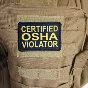 Certified osha violator funny patch 2" x3" inch morale patch hook and loop backing black and white