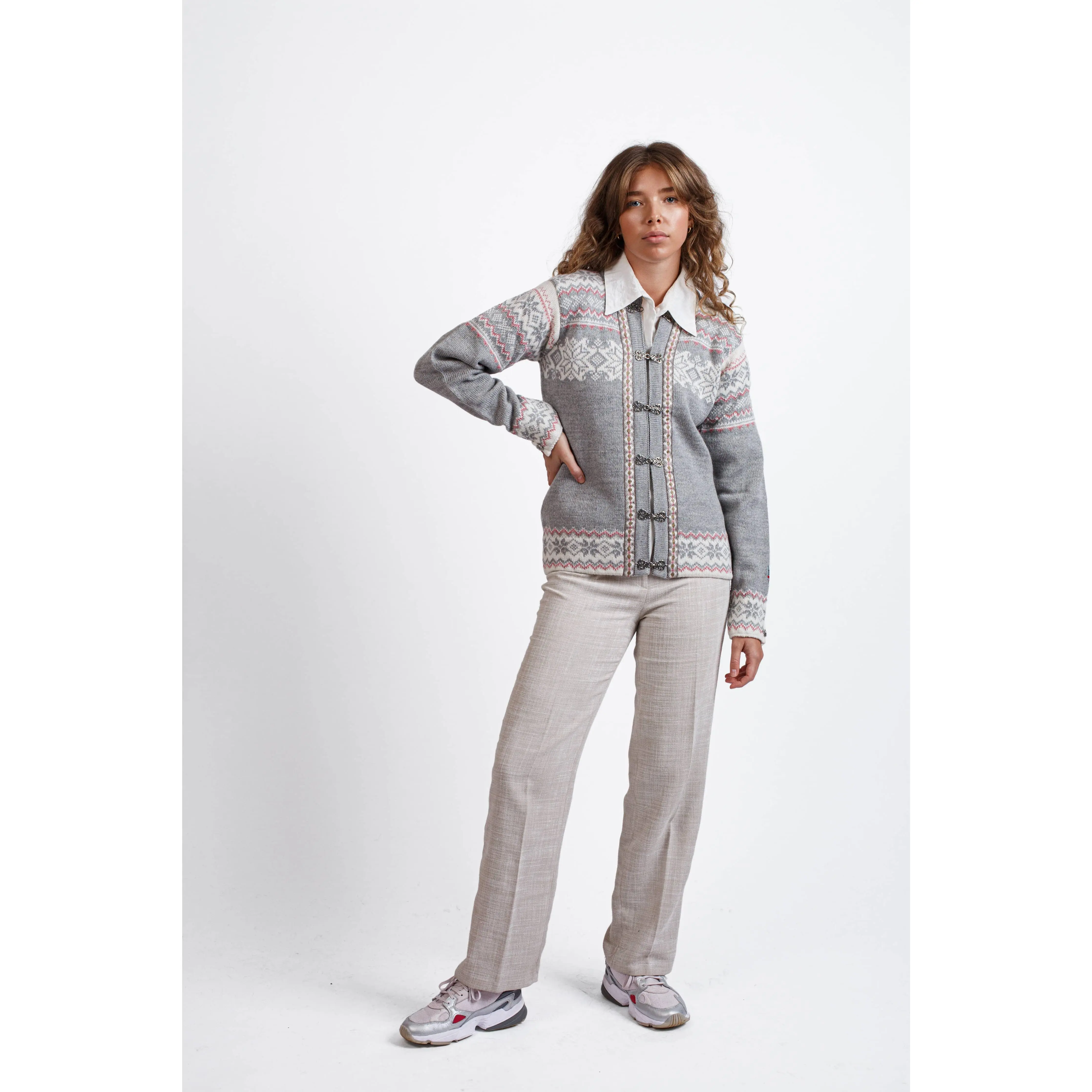 Sweater: Voss Wool Cardigan - Grey - by Norlender in Norway