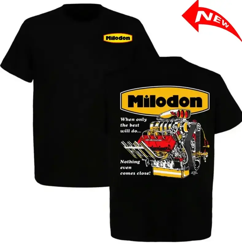 Retro Milodon Engine T-Shirt, Vintage 90s Racing Graphic Tee for Car Enthusiasts, Classic Hot Rod Mechanic, Car Lover Cotton Top, 4th of July Outfit