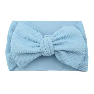 Baby Girl's 8'' Soft Big Bow knot Nylon Headband Toddler Hairband for Photography Travel Party Festivals (Blue)