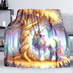 1 Piece Colorful Unicorn Blanket, Warm and Cozy All-Season Soft Nap Blanket, Perfect for Sofa, Bed, Office Chair, Travel, and Camping