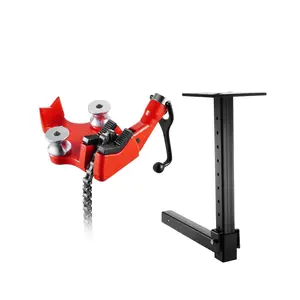 fathersdaygift VEVOR Heavy-Duty Pipe Chain Vise, 1/8 - 5 Pipe Capacity, 26 Rugged Chain Cast Iron Base, Hitch Mount Vise Plate Holder With Adjustable Height - Fits 2 inchx 2 inch Receiver