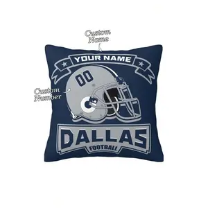 1pc Customized Name Pillow Case, Personalized Football Helmet Single Side Printed Cushion Cover, Suitable For Football Fans, Custom Single Side Printed Pillow Cover, Gift For Family, Loved Ones Or Yourself