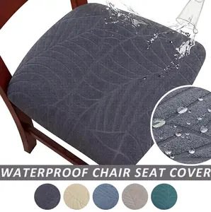 Jacquard Chair Seat Cover, Waterproof Dining Room Chair Cover 4/6 Counts, Chair Cover for Kitchen and Hotel, Elastic Furniture Protector