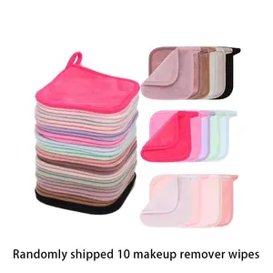 Random 10 makeup remover wipes, reusable makeup remover wipes, washable makeup remover wipes, facial cleansing, women's makeup tools, cosmetics, hypoallergenic makeup remover, Makeup Remover Towelettes, Face Cleaning Wipes, Cleansing Pads