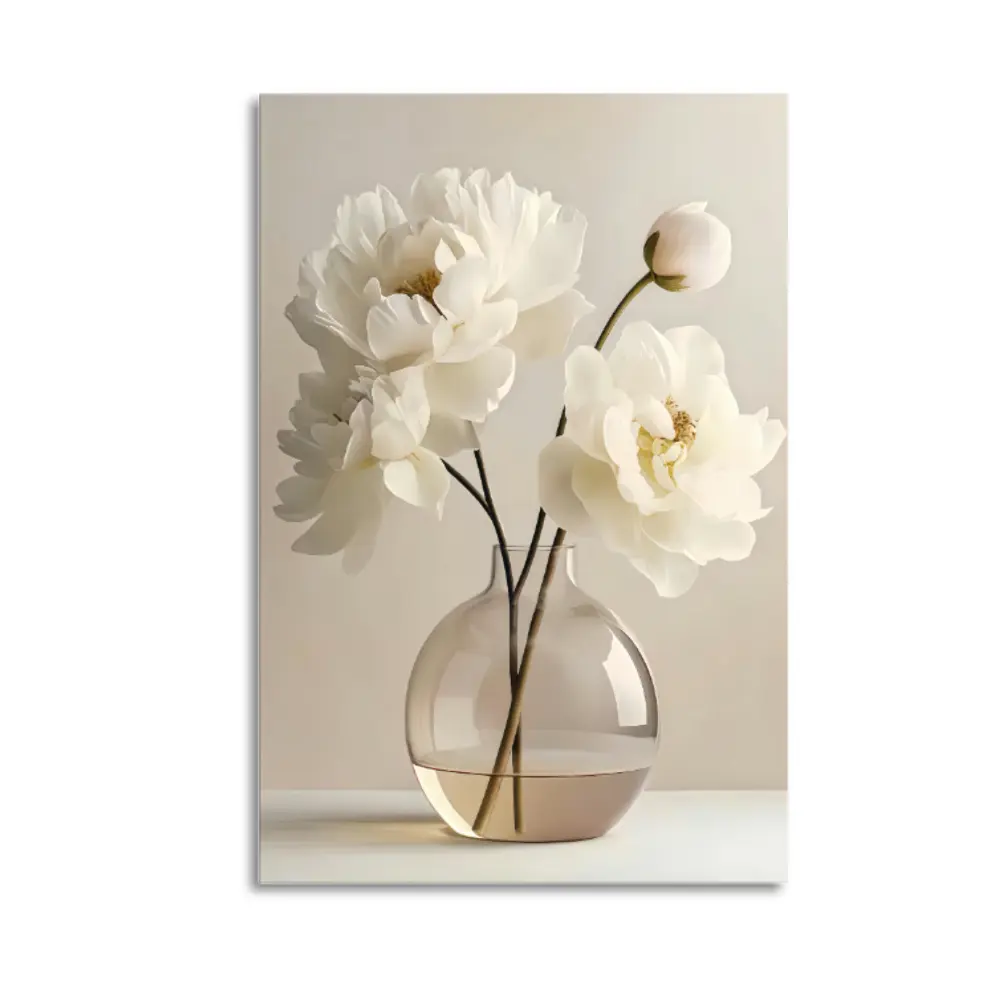 Minimalist Rectangular Glass Crystal Rose Vase - Lightweight Hangable Artwork, Fade-Proof Ink, Elegant Modern Neutral Home Decor, Varied Sizes for Living Room Nursery, Unique Festival Gift for Studios, Wall Mount