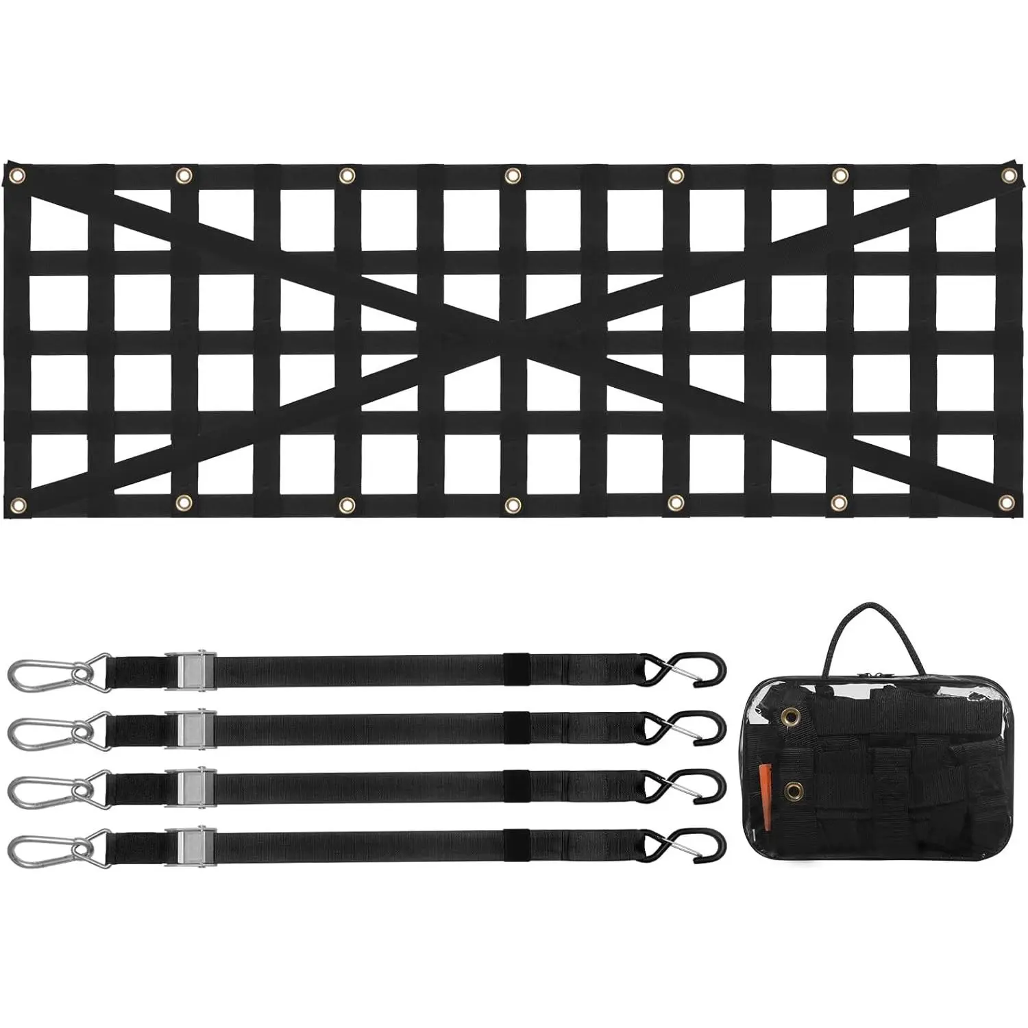 VEVOR Truck Bed Tailgate Net, 54 in x 18 in, Cross-Reinforced Design with 4 Adjustable Buckle Straps, Extendable, for Trucks, Trailers, Pickups