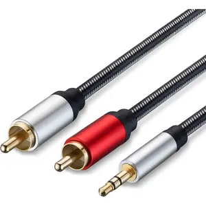 RCA Cable 10Ft, 3.5mm Male to 2RCA Male Stereo Audio Adapter Cable Nylon Braided AUX RCA Y Cord for Smartphones, MP3, Tablets, Speakers, HDTV and More(10Ft/3M)