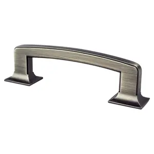 212 MAIN 96 mm Hearthstone Functional Pull Handle, Vintage Nickel Finish, Zinc Construction, Defined Edges