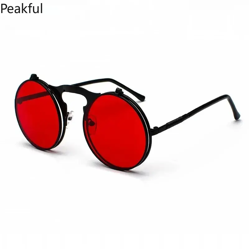 Retro Steampunk Flip Sunglasses | Round Metal Frames for Men & Women | Trendy Oculos Designer Sunglasses | Ideal for Fashion, Outdoor Fun & Vintage-Inspired Looks