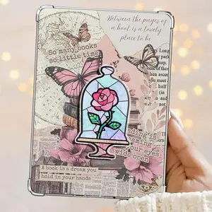 Glass Dome Enchanted Rose Grip – Vintage Bookish Collage & Fairytale Romance Vibe Grip Kindle Grip Book Lover Cute Kindle Accessories Phone Holder PopSocket Phone Grip Magnetic Pop Socket Phone Grip