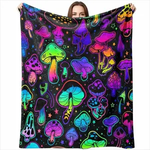 Colorful Mushroom Pattern Blanket, Soft Comfortable Plush Throw Blanket For Bed Couch Sofa Home Office, Warm Lightweight All-Season Nap Blanket For Bedroom, Summer & Valentine’S Day Gift