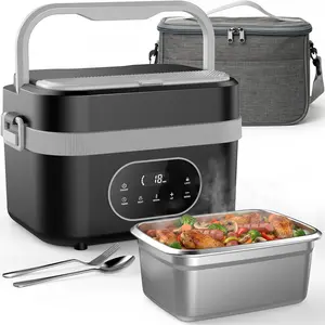 Cordless Electric Lunch Box for Adults: 1.5L Heated Lunch Box for Men Women with Automatic Heating 18000mAh Rechargeable Portable  Warmer with Bag and Tray Divider for Office  Outdoor