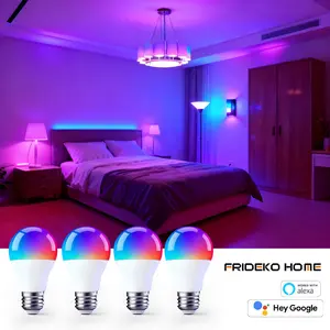 FRIDEKO HOME Smart Light Bulbs, Color Changing Light Bulb,Smart Away Mode,  Timer feature，Works with Alexa and Google Assistant,16 Million Colors RGB,WiFi & App & Bluetooth LED Light Bulbs A19 E26 800 Lumens,6-Pack Black Friday&CyberMonday,Christmas gifts