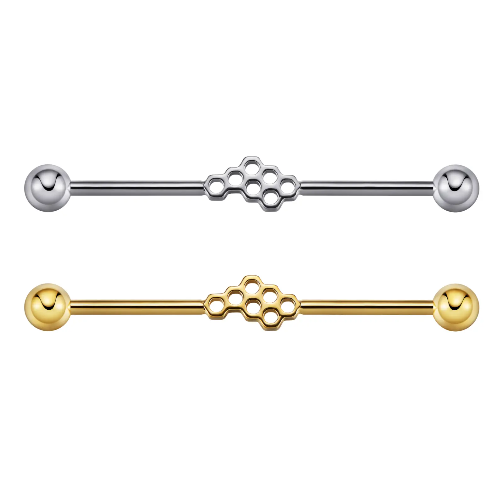 Titanium Honeycomb Industrial Barbell | 14g
