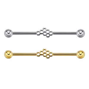 Titanium Honeycomb Industrial Barbell | 14g