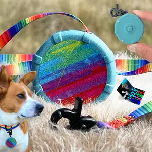 Rainbow + Free Bonus Leash! Wearable Mini Adjustable Dog Leash for Hiking, Training & Adventure. Powerful Lightweight 36" Retractable Keychain Clip. Durable & Comfort Grip for Off Leash Walking Hiking Training & Travel.