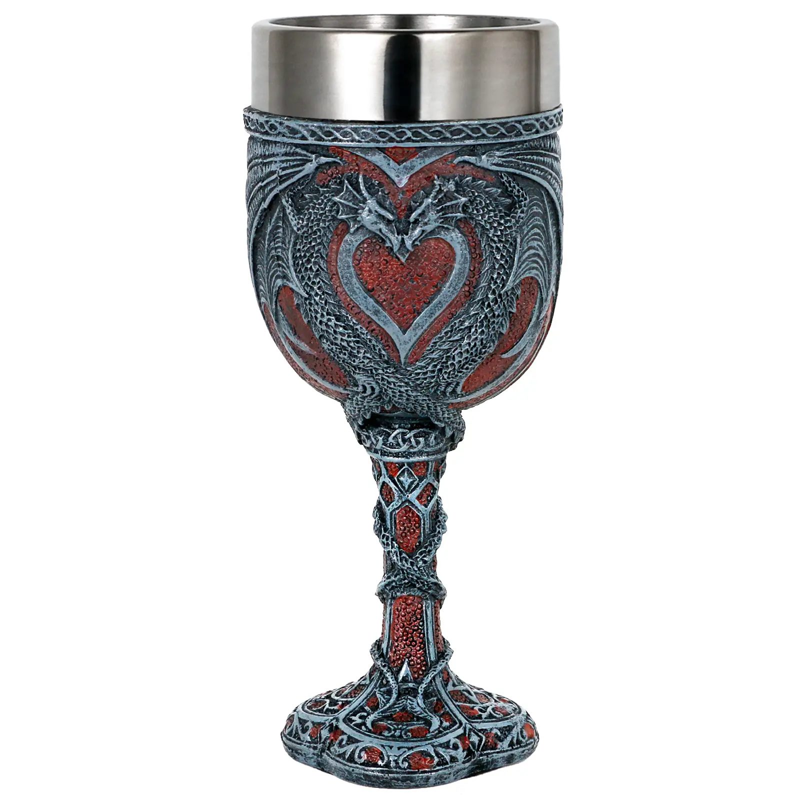 alikiki Medieval Double Dragon Wine Goblet - Valentines Dungeons and Dragons Wine Chalice Goblet - 7oz Stainless Steel Drinking Cup Party Idea Goblets Romantic Gift for Girl Girlfriend Wife