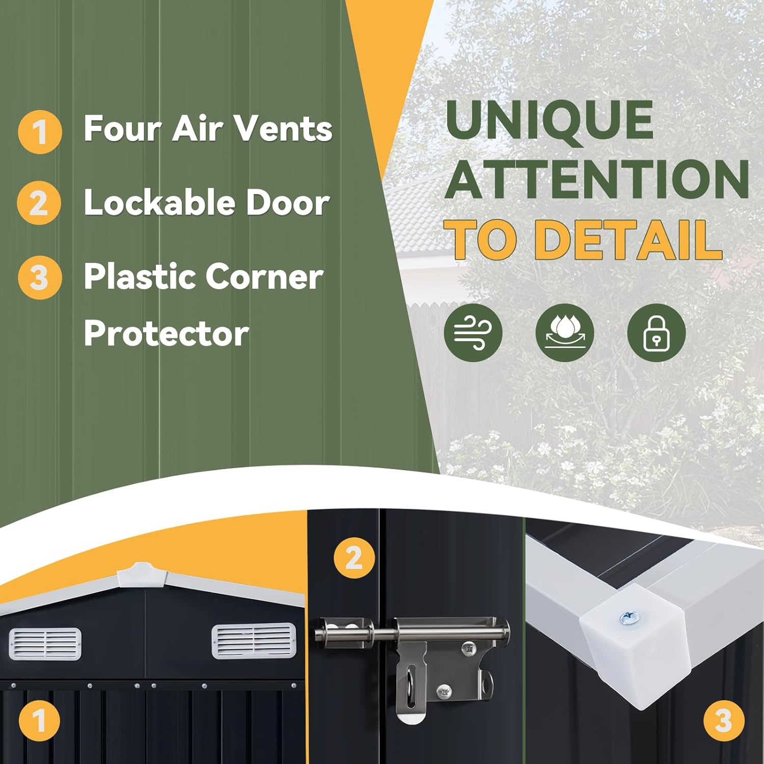 Aoxun 10x12 FT Metal Storage Shed, Lockable Garden Utility Shed with Double Hinged Doors & Sloped Roof for Outdoor Patio & Backyard