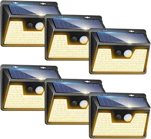 Solar Lights Outdoor Waterproof [6 Pack/140LED], Warm White Motion Sensor Lights Dusk to Dawn, 3 Modes Solar Fence Security Lighting for Wall Garden Yard Stair Outside