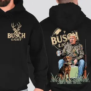 Trump, Busch, Hunting, Duck Hunting with Hunting Dog, Presidential, Gift for Hunters, Funny Political Hoodie