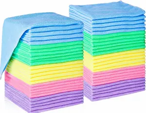 TEAWOO Microfiber Cleaning Cloths-50 Pack, Microfiber Towels Bulk, Towels for Cars & Home, Cleaning Rags 5 Colors Assorted (12x12 inches)