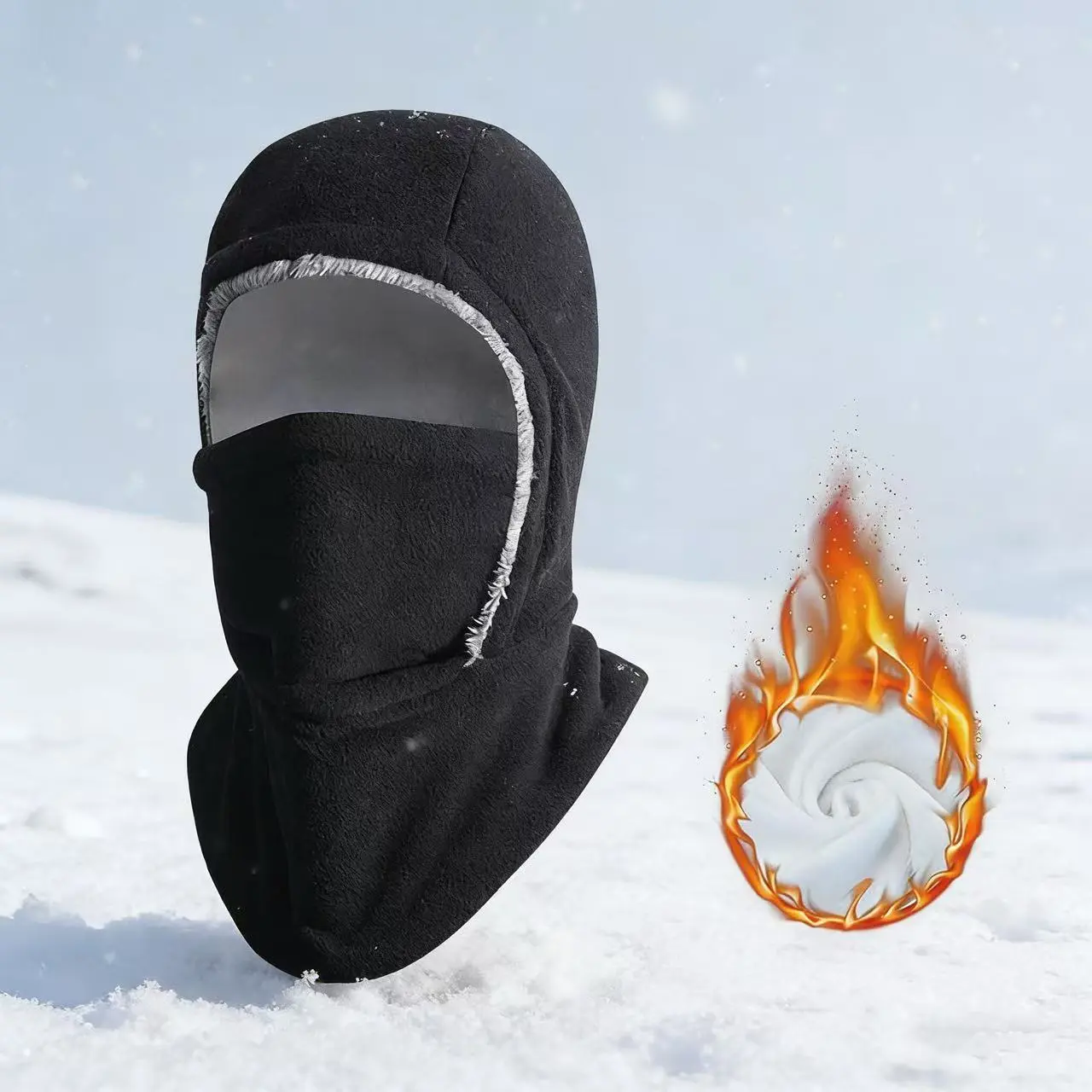 Fleece Balaclava Cycling Cap Cold-proof Windproof Warm Hood and Hat ...